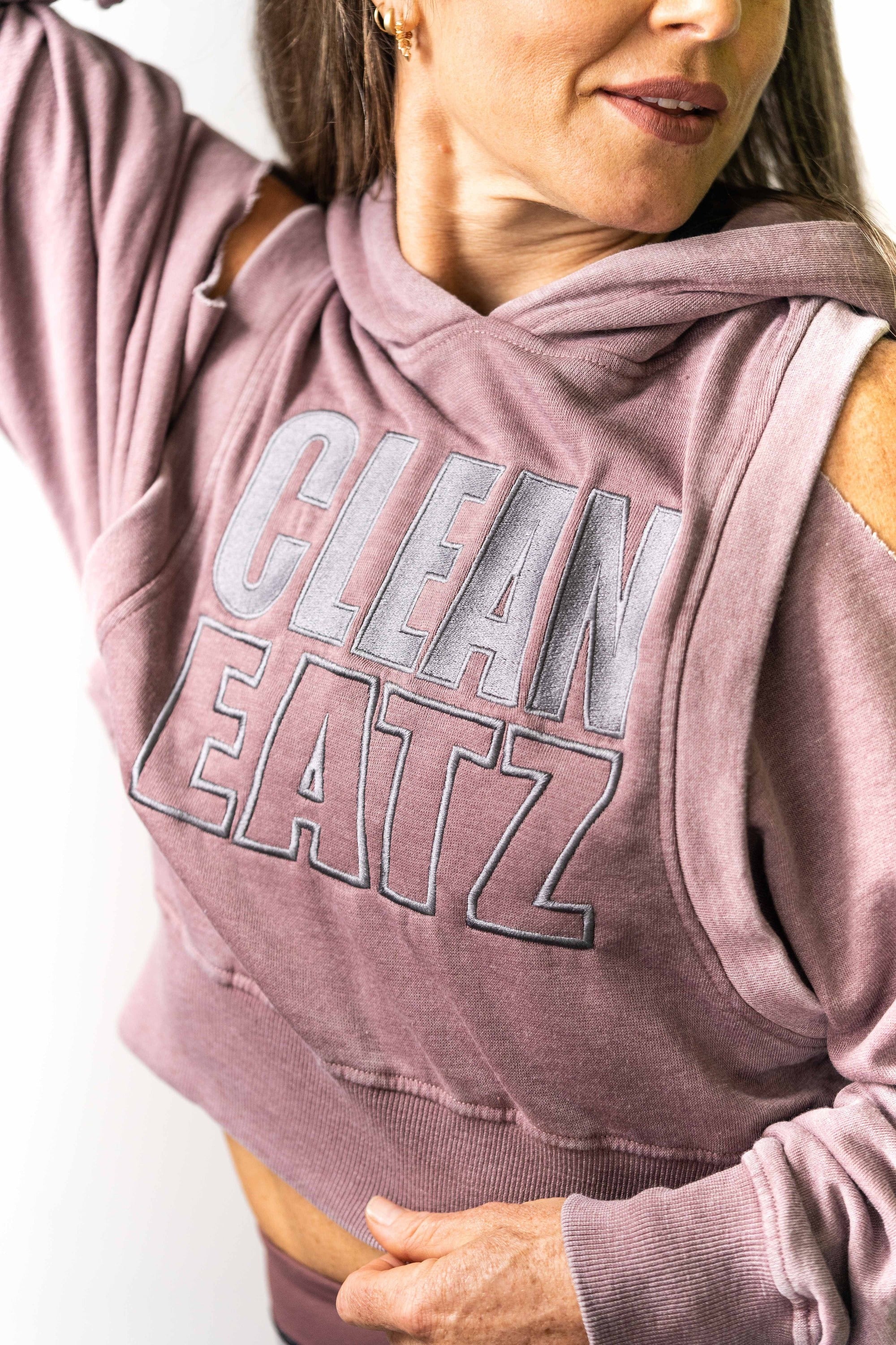 Cut Out/Cold Shoulder CE Hoodie – Clean Eatz Merch